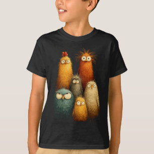 Funny Wide Eyed Cartoon Birds Art For Chicken Love T-Shirt