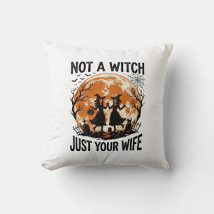 Funny Wife Halloween Vintage Witch Moon Design_1 Cushion