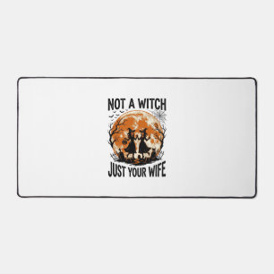Funny Wife Halloween Vintage Witch Moon Design_1 Desk Mat