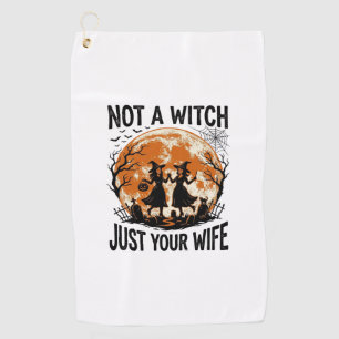 Funny Wife Halloween Vintage Witch Moon Design_1 Golf Towel