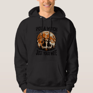 Funny Wife Halloween Vintage Witch Moon Design_1 Hoodie