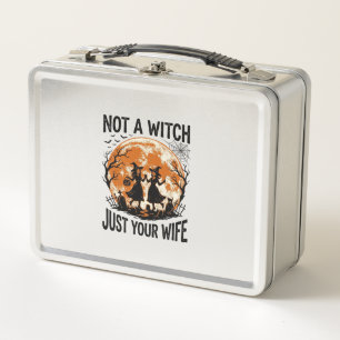 Funny Wife Halloween Vintage Witch Moon Design_1 Metal Lunch Box