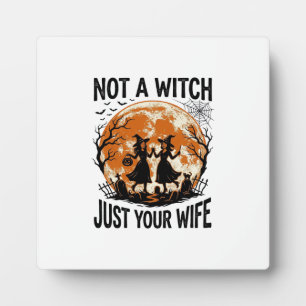 Funny Wife Halloween Vintage Witch Moon Design_1 Plaque
