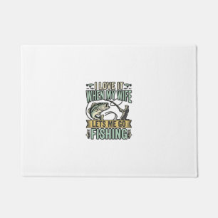 Funny Wife Lets Me Go Fishing Vintage Shirt Design Doormat