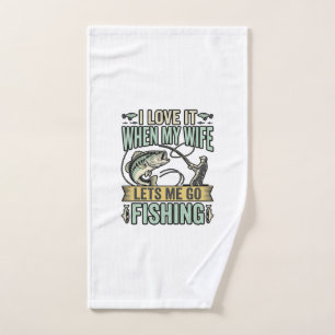 Funny Wife Lets Me Go Fishing Vintage Shirt Design Hand Towel