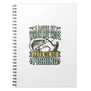 Funny Wife Lets Me Go Fishing Vintage Shirt Design Notebook