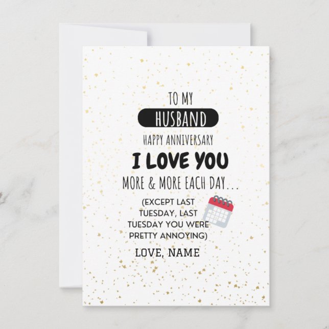 Funny Wife to Husband Humour Message on Anniversar (Front)