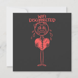 Funny Wifi Disconnected Broken Heart Gamer Meme Invitation