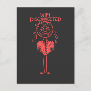 Funny Wifi Disconnected Broken Heart Gamer Meme Postcard