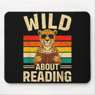 Funny wild about reading retro cheetah book boys mouse mat