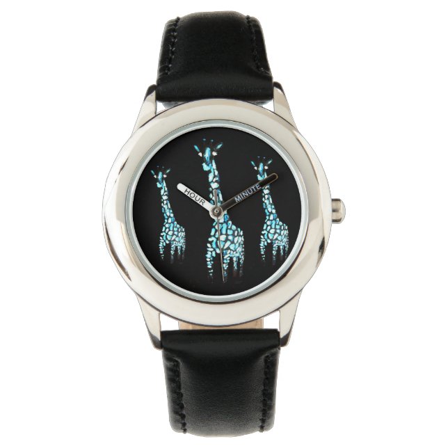 Funny Wild Animals Blue Giraffe Watch (Front)