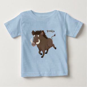Funny wild boar razorback cartoon illustration baby T-Shirt