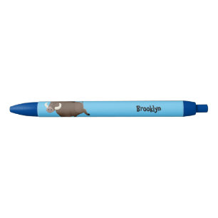 Funny wild boar razorback cartoon illustration black ink pen