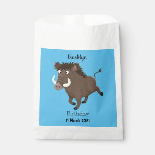 Funny wild boar razorback cartoon illustration favour bags