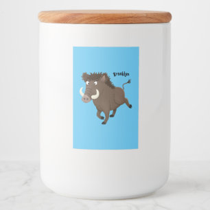 Funny wild boar razorback cartoon illustration  food label