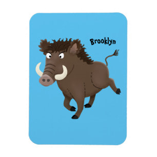 Funny wild boar razorback cartoon illustration magnet