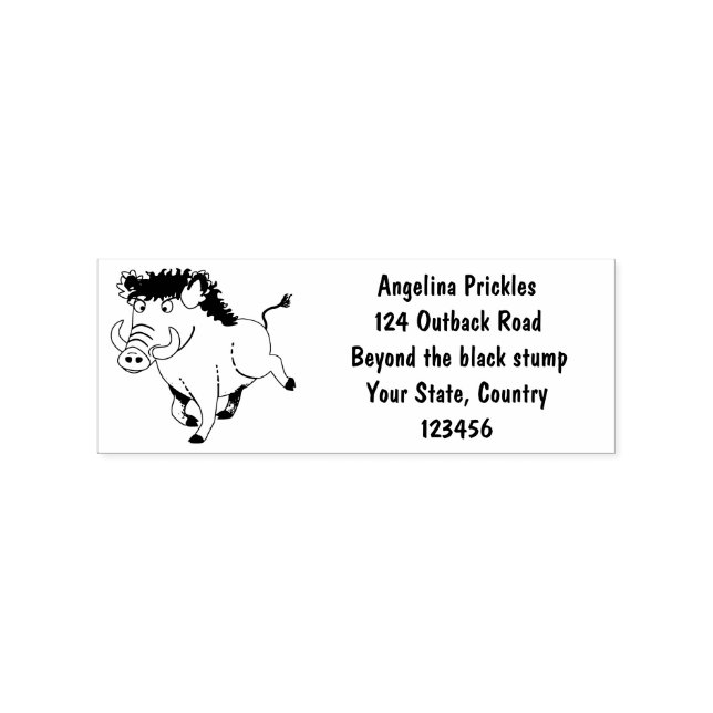 Funny wild boar razorback cartoon illustration rubber stamp (Imprint)