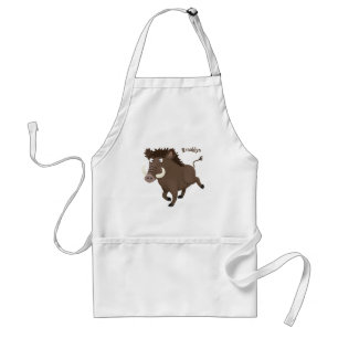 Funny wild boar razorback cartoon illustration standard apron