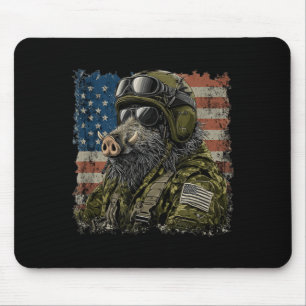 Funny Wild Hog Soldier for Military Lovers Mouse Mat
