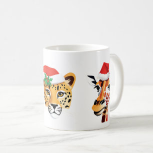 Funny wild Safari animals Santa Christmas Costume Coffee Mug