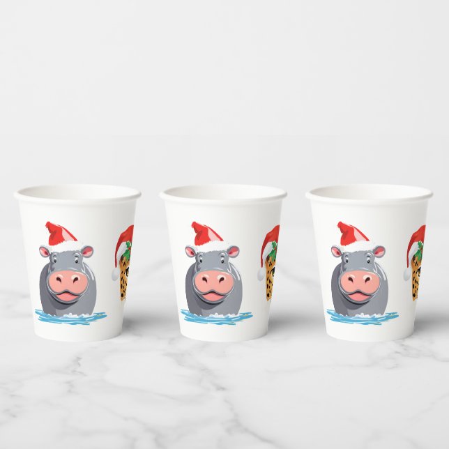 Funny wild Safari animals Santa Christmas Costume Paper Cups (Multi)