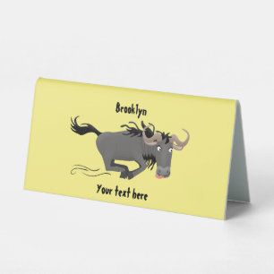 Funny wildebeest running cartoon illustration 