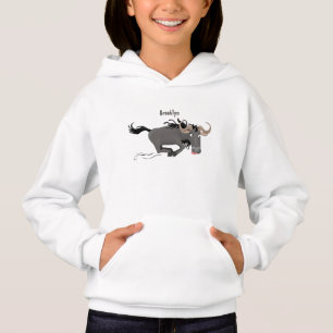 Funny wildebeest running cartoon illustration