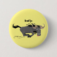 Funny wildebeest running cartoon illustration