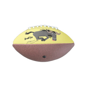 Funny wildebeest running cartoon illustration american football