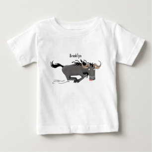 Funny wildebeest running cartoon illustration  baby T-Shirt