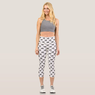 Funny wildebeest running cartoon illustration capri leggings