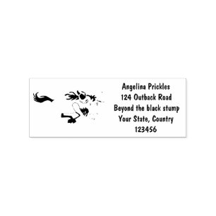 Funny wildebeest running cartoon illustration rubber stamp