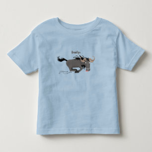 Funny wildebeest running cartoon illustration toddler T-Shirt