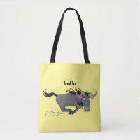 Funny wildebeest running cartoon illustration