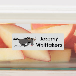 Funny wildebeest running cartoon personalised