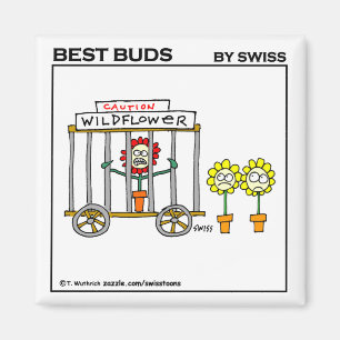 Funny Wildflowers Cartoon Art Wild Crazy Humorous Magnet