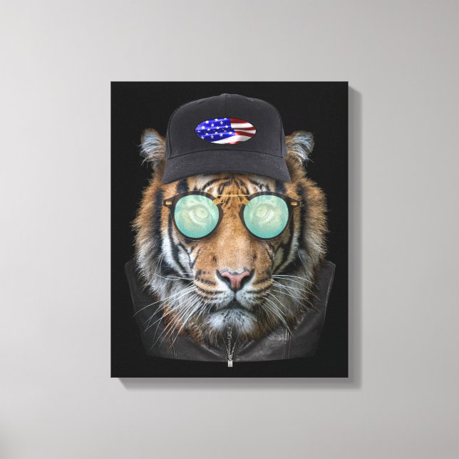 Funny wildlife dressed up Bengal Tiger Canvas Print (Front)