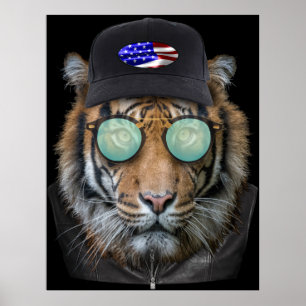 Funny wildlife dressed up Bengal Tiger Poster