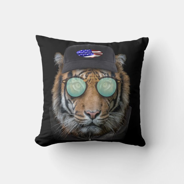 Funny wildlife dressed up Funny Bengal Tiger Cushion (Front)