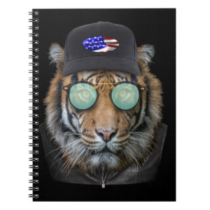 Funny wildlife dressed up Funny Bengal Tiger Notebook