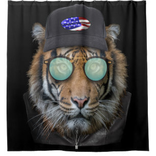 Funny wildlife dressed up Funny Bengal Tiger Shower Curtain