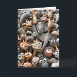Funny Wildlife Group Birthday Card<br><div class="desc">Group of cartoonish crazy elephants,  monkeys,  giraffes,  and other wildlife for birthday from the group.
Text can be changed.</div>