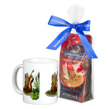 Funny wildlife mug with cello playing frog