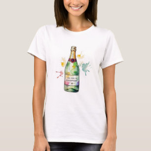 Funny Will Work For Champagne Bubbly Wedding Birth T-Shirt