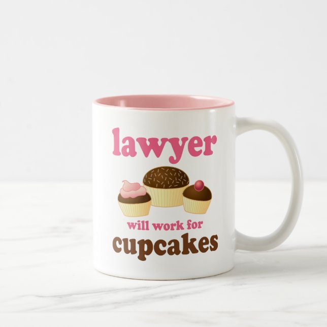 Funny Will Work for Cupcakes Lawyer Two-Tone Coffee Mug (Right)