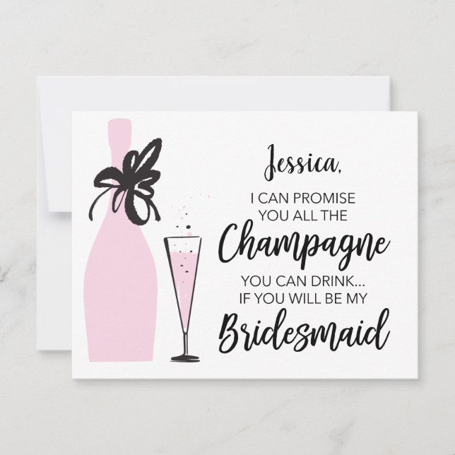 Funny Will You Be My Bridesmaid Card - Champagne (Front)