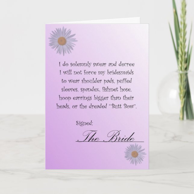 Funny Will You Be My Bridesmaid Contract Card (Front)