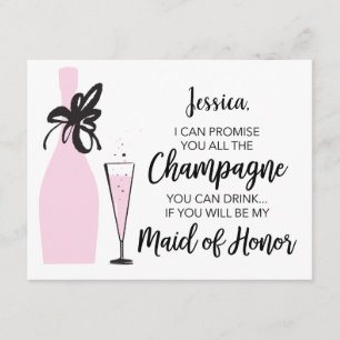 Funny Will You Be My Maid of Honour Card -Champagn