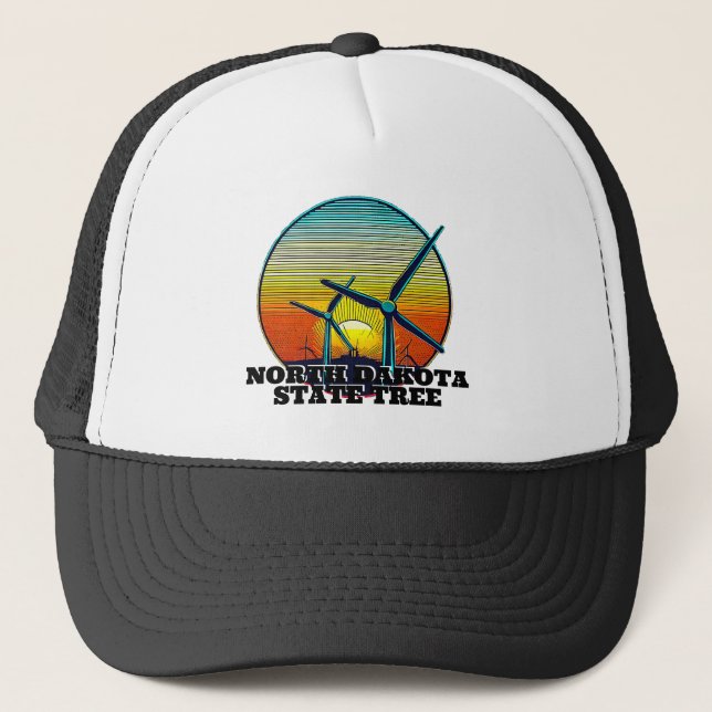 Funny Wind Turbines State Tree Trucker Hat (Front)