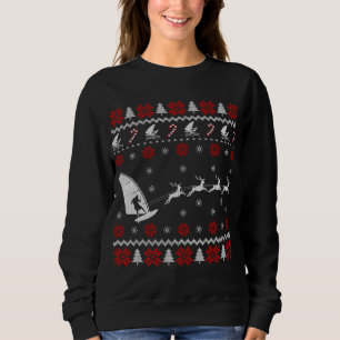 Funny Windsurfing Reindeer Ugly Christmas Sweater 